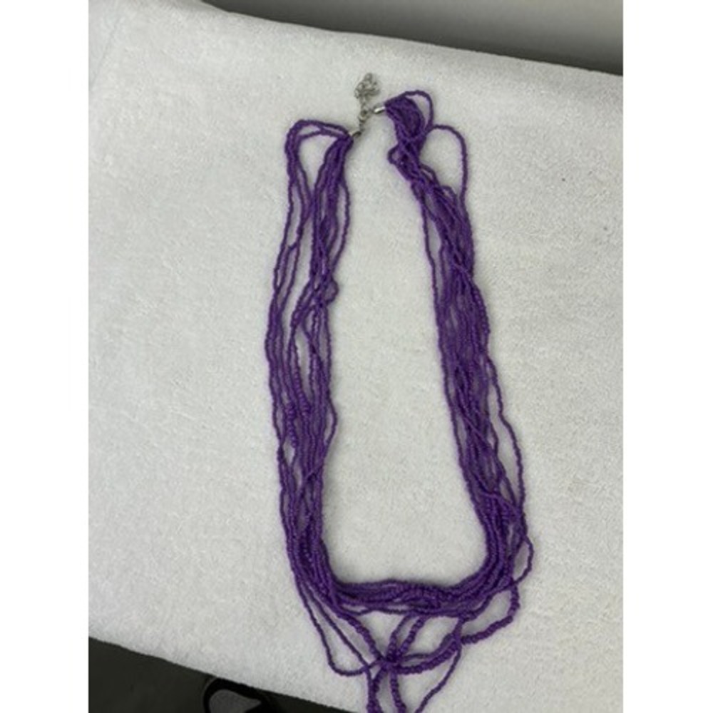 Purple Multi Strand Seed Bead Necklace Bohemian‎ Layered Statement Jewelry